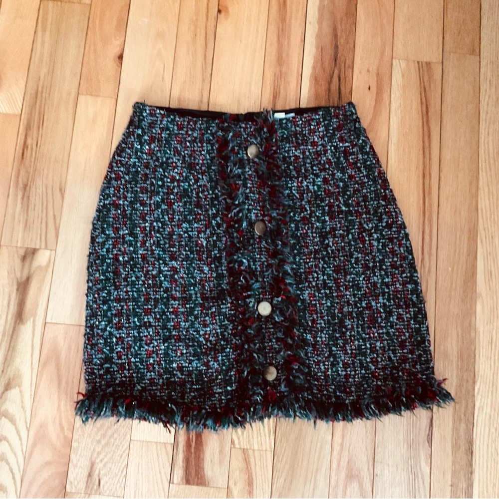 Blue and Green Mini Pencil Skirt for Casual Occasions
